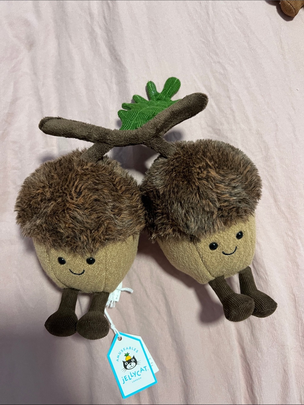 Jellycat Amuseables Ort & Tum Acorns Plush Twin Duo BNWT